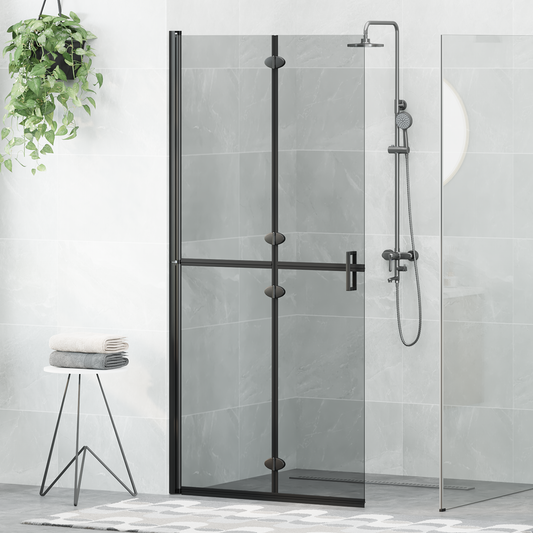 Walk-In Shower Wall Folding Black 90 x 6.5 x 190 cm Walk-In Shower Wall Folding Black 90 x 6.5 x 190 cm