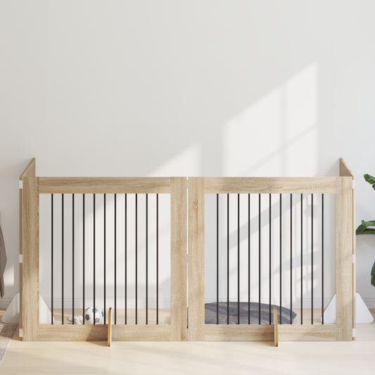 Foldable Dog Gate with Stands 4 pcs Sonoma Oak 401 cm Foldable Dog Gate with Stands 4 pcs Sonoma Oak 401 cm