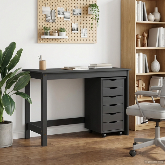 Desk and Rolling Cabinet Set MOSS 2 pcs Grey Desk and Rolling Cabinet Set MOSS 2 pcs Grey