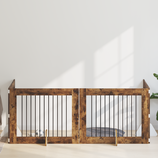 Foldable Dog Gate with Stands 4 pcs Smoked Oak 401 cm Foldable Dog Gate with Stands 4 pcs Smoked Oak 401 cm