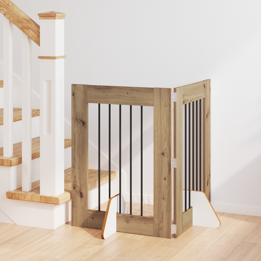 Foldable Dog Gate with Stands 2 pcs Artisan Oak 120.5 cm Foldable Dog Gate with Stands 2 pcs Artisan Oak 120.5 cm