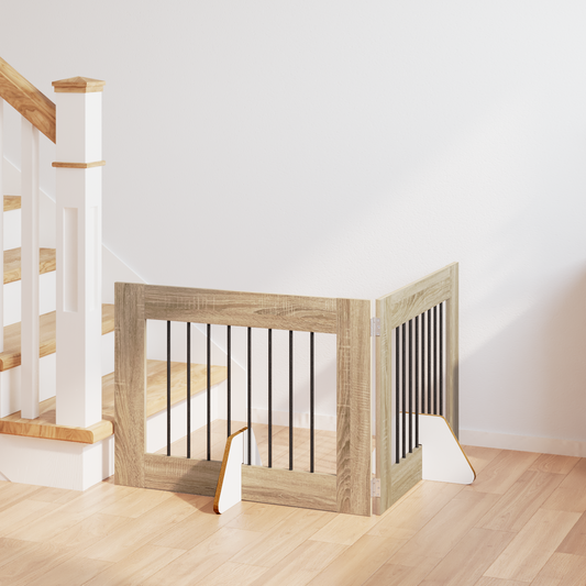 Foldable Dog Gate with Stands 2 pcs Sonoma Oak 160.5 cm Foldable Dog Gate with Stands 2 pcs Sonoma Oak 160.5 cm