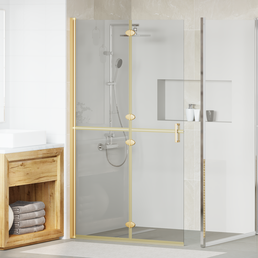 Walk-In Shower Wall Folding Gold 110 x 6.5 x 190 cm Walk-In Shower Wall Folding Gold 110 x 6.5 x 190 cm