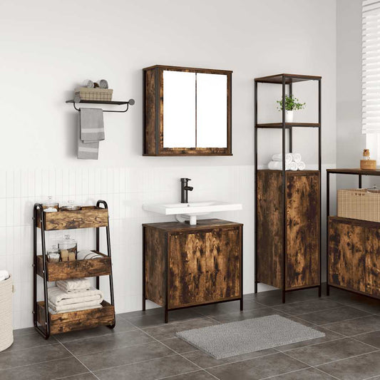 2 Piece Bathroom Furniture Set Smoked Oak Engineered Wood 2 Piece Bathroom Furniture Set Smoked Oak Engineered Wood
