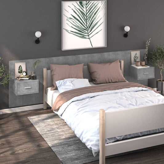 Wall-mounted Bedside Cabinets 2 pcs Concrete Grey Wall-mounted Bedside Cabinets 2 pcs Concrete Grey
