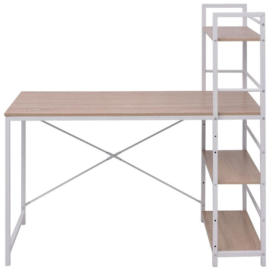 Desk with 4-Tier Bookcase Oak Desk with 4-Tier Bookcase Oak