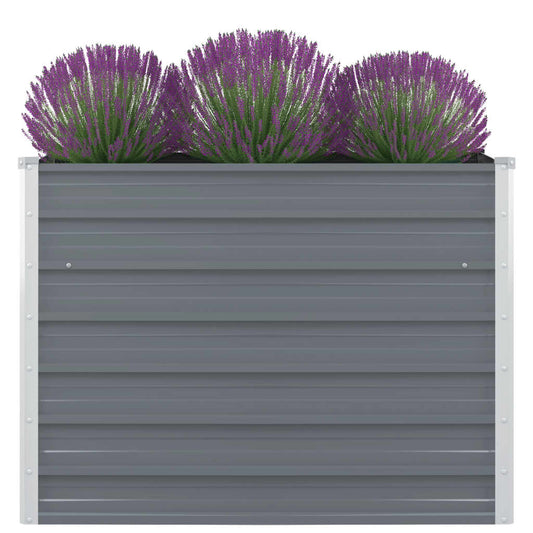 Raised Garden Bed 100x100x77 cm Galvanised Steel Grey Raised Garden Bed 100x100x77 cm Galvanised Steel Grey