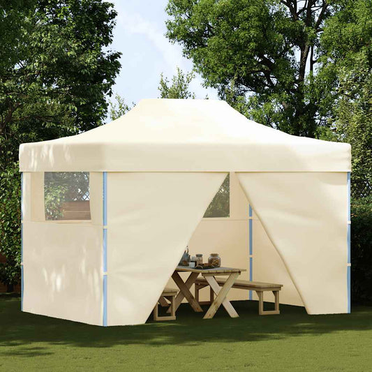 Foldable Tent Pop-Up with 4 Side Walls 3x4.5 m Cream White Foldable Tent Pop-Up with 4 Side Walls 3x4.5 m Cream White