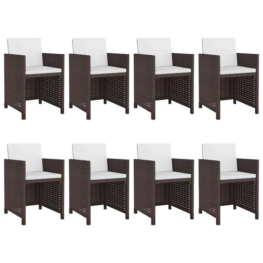 42544 vidaXL 9 Piece Outdoor Dining Set with Cushions Poly Rattan Brown 42544 vidaXL 9 Piece Outdoor Dining Set with Cushions Poly Rattan Brown