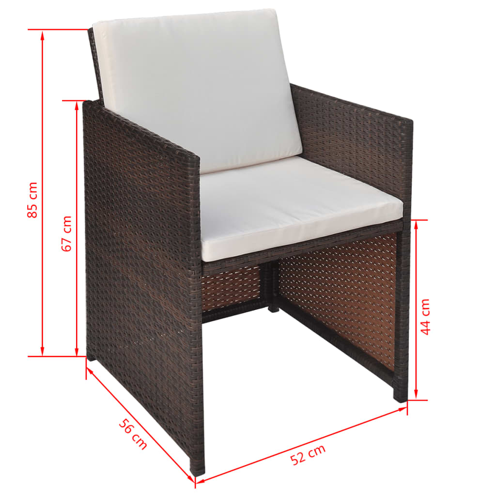 Patio Furniture | Brown | Steel, PE Rattan, Glass, Polyester | Medium