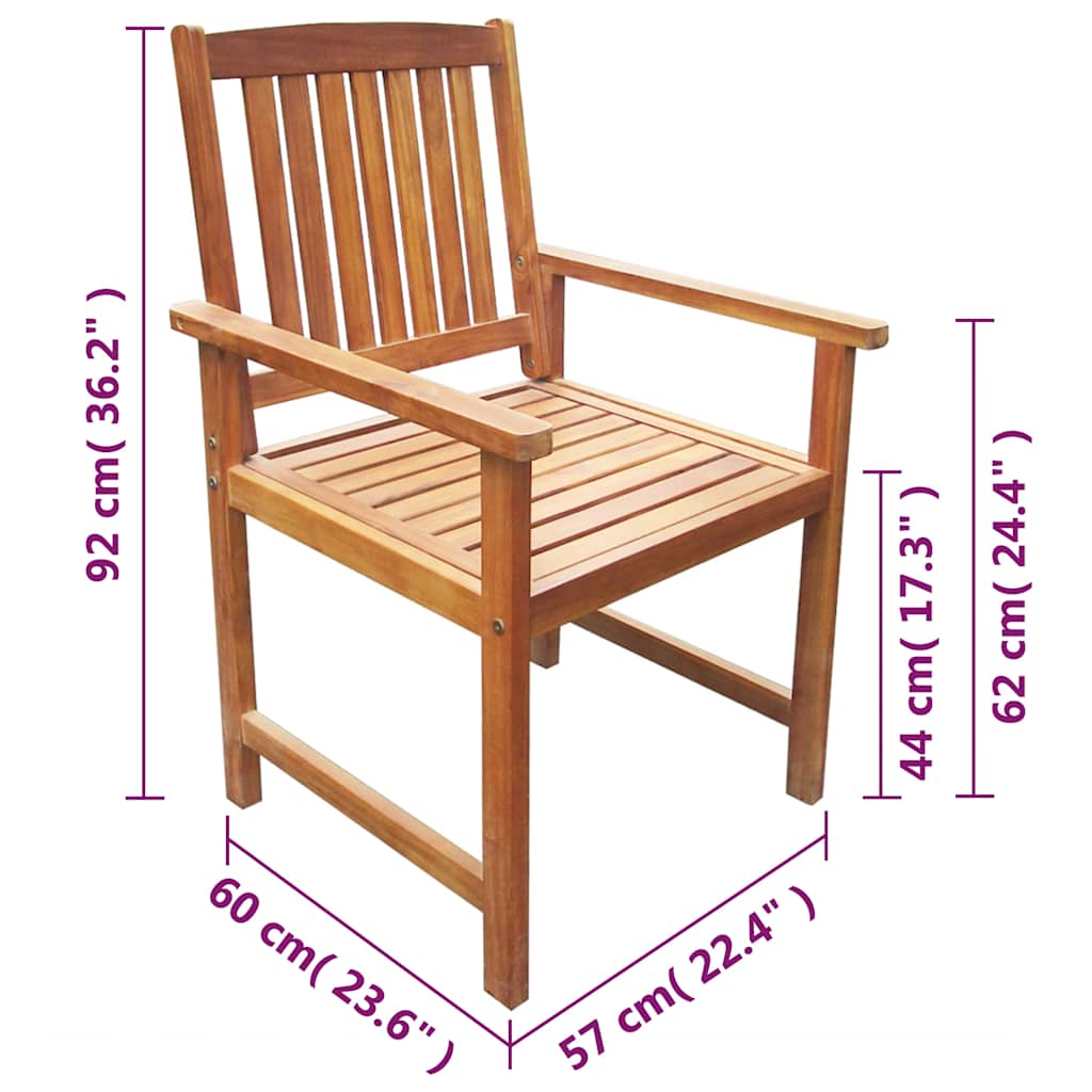 42626 vidaXL Garden Chairs 2 pcs Solid Acacia Wood Brown
