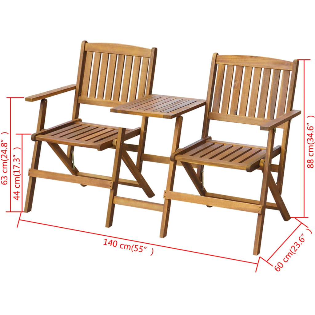 Folding Garden Bench | Brown | Solid acacia wood | Medium | Foldable