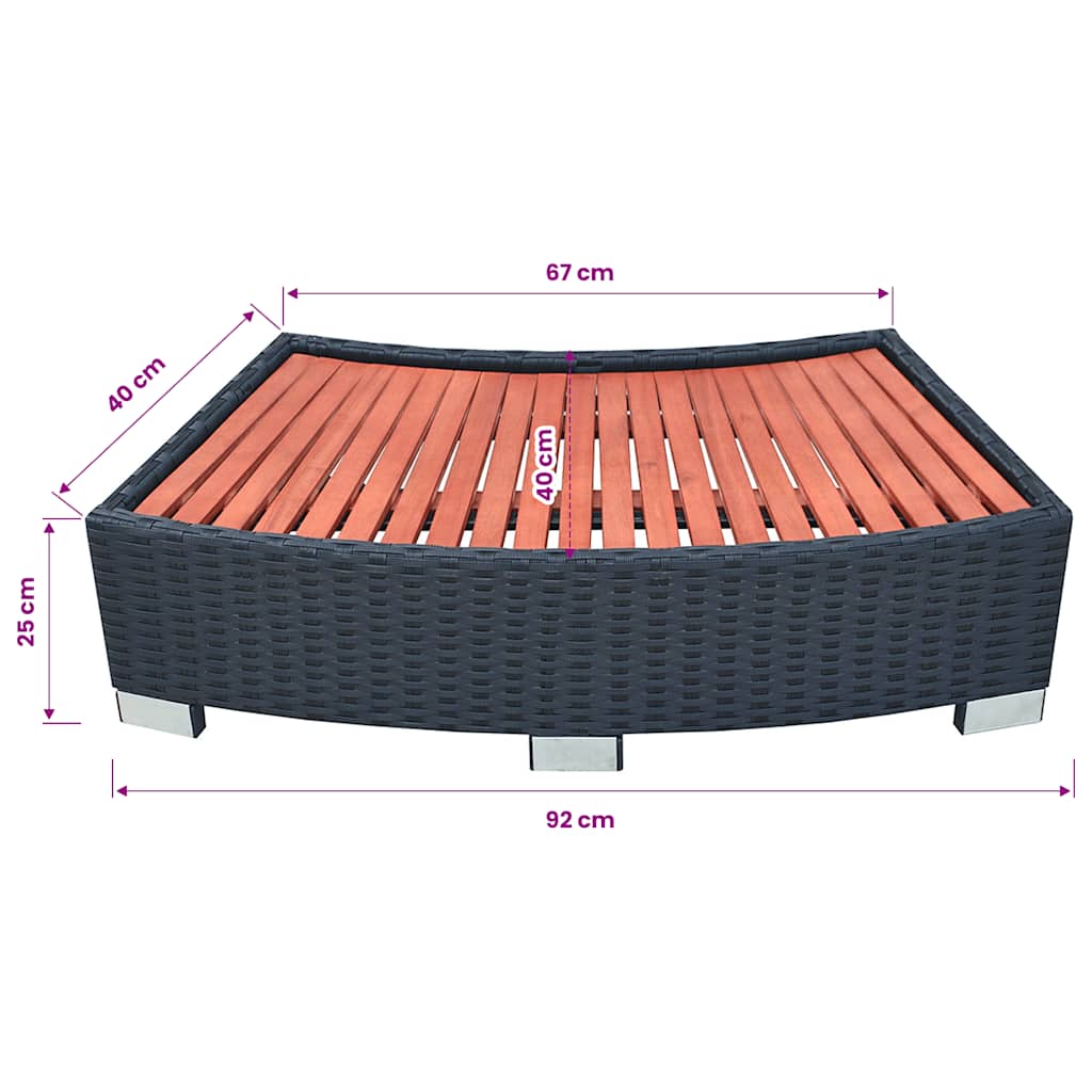 Spa Step Poly Rattan 92x45x25 cm Black