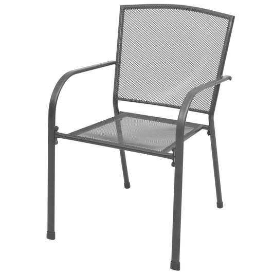 Stackable Garden Chairs 2 pcs Steel Grey Stackable Garden Chairs 2 pcs Steel Grey