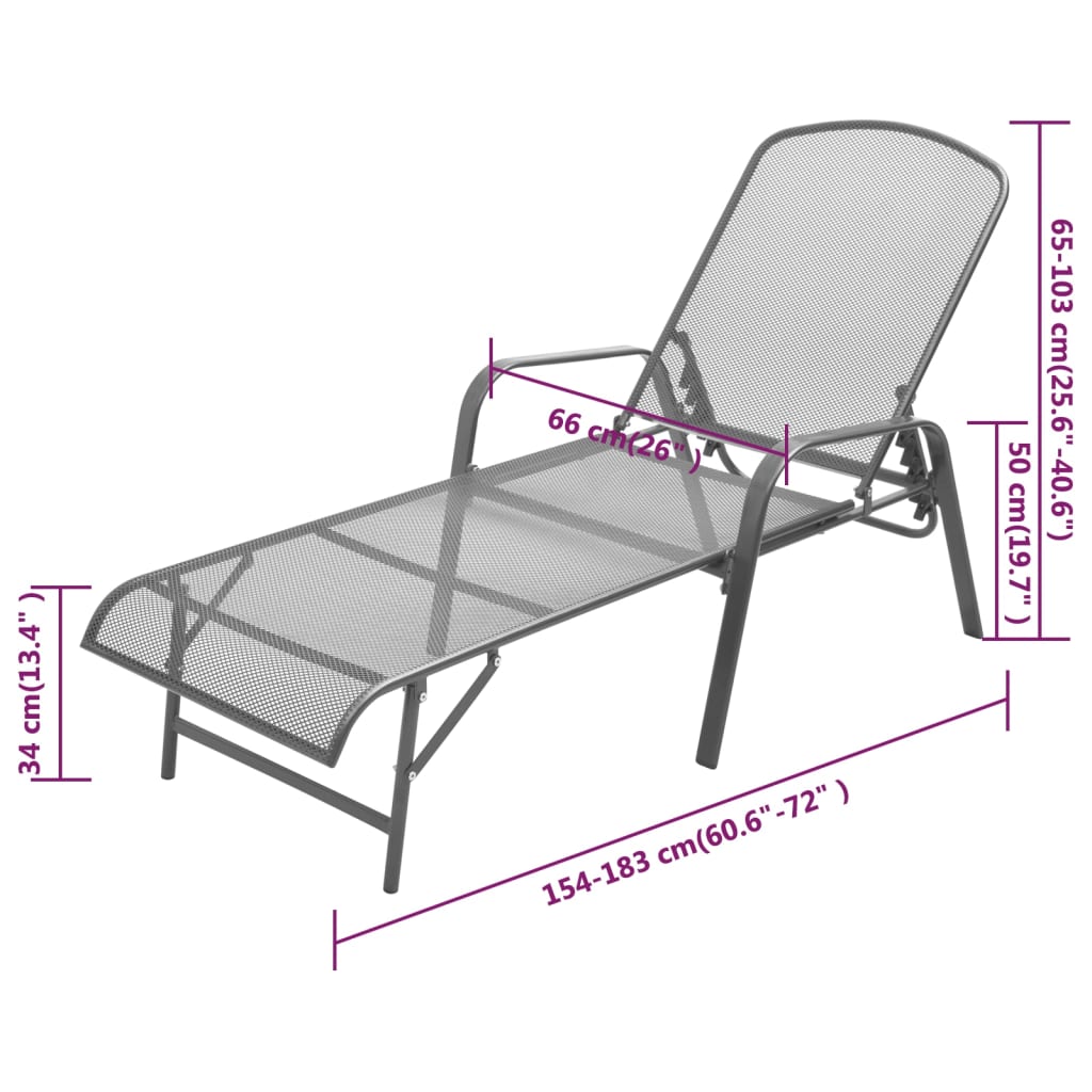 42725 vidaXL Sun Lounger Steel Anthracite