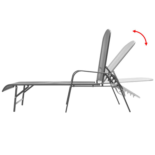 Sun Loungers 2 pcs with Table Steel Anthracite Sun Loungers 2 pcs with Table Steel Anthracite