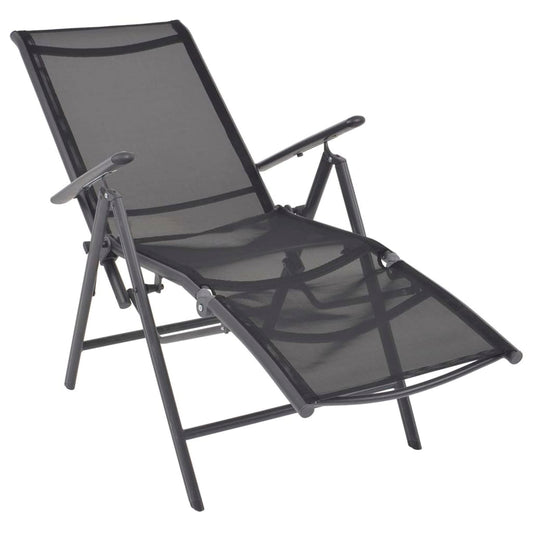 Reclining Deck Chair Aluminium and Textilene Black Reclining Deck Chair Aluminium and Textilene Black