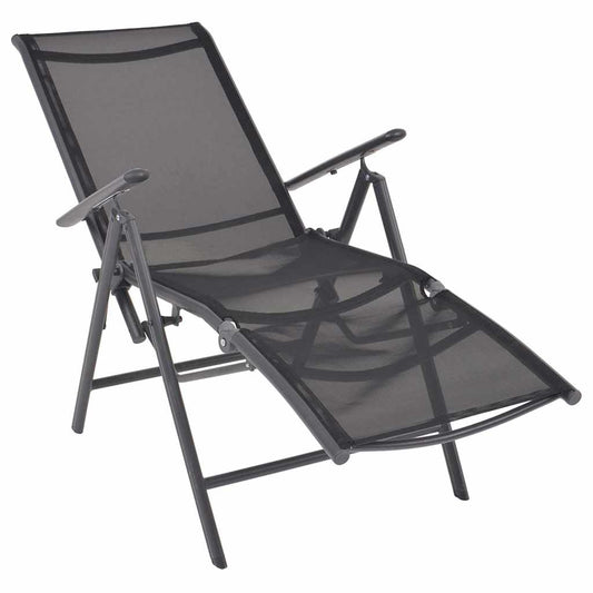 42766 vidaXL Reclining Deck Chair Aluminium and Textilene Black 42766 vidaXL Reclining Deck Chair Aluminium and Textilene Black