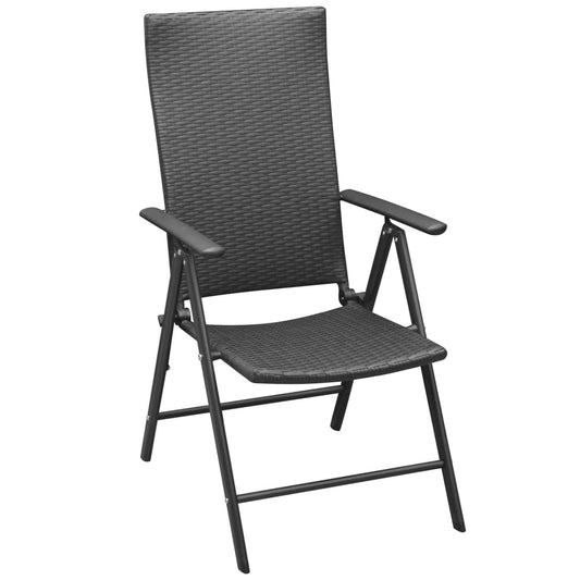 Stackable Folding Chairs 2 pcs Poly Rattan Black Stackable Folding Chairs 2 pcs Poly Rattan Black