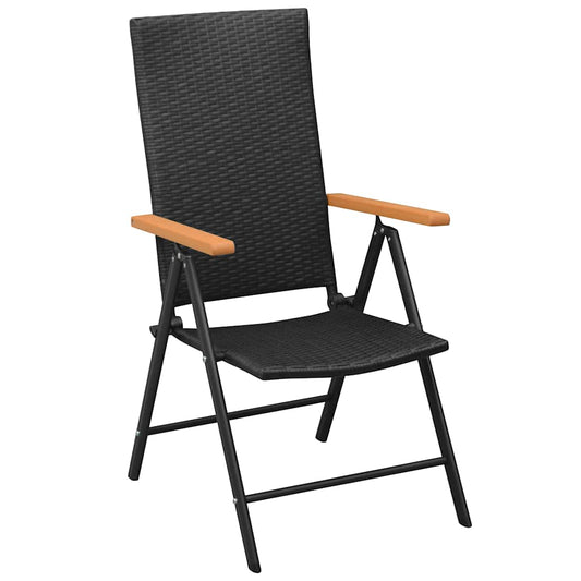 Stackable Folding Chairs 2 pcs Poly Rattan Black Stackable Folding Chairs 2 pcs Poly Rattan Black