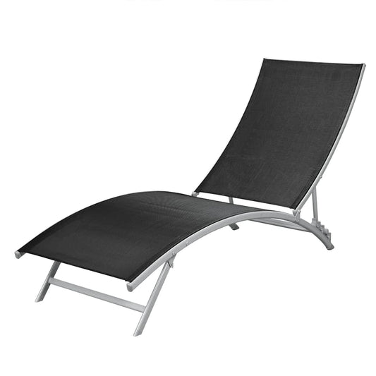 42866 vidaXL Sun Lounger Steel and Textilene Black 42866 vidaXL Sun Lounger Steel and Textilene Black