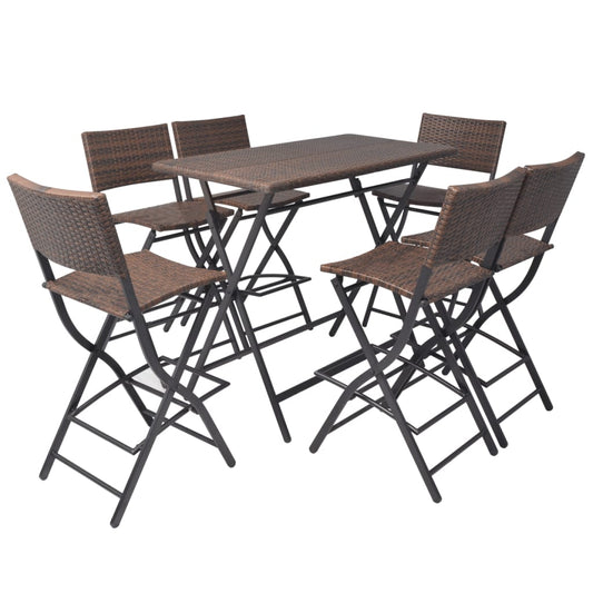 Patio Furniture | Brown | PE rattan, powder-coated steel | 7 Piece Set Patio Furniture | Brown | PE rattan, powder-coated steel | 7 Piece Set