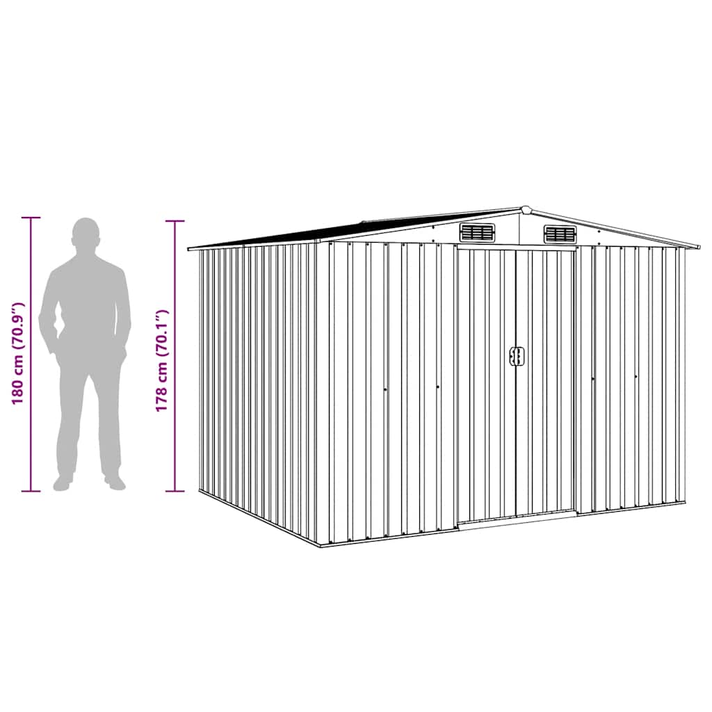 Garden Storage Shed Green Metal 257x205x178 cm