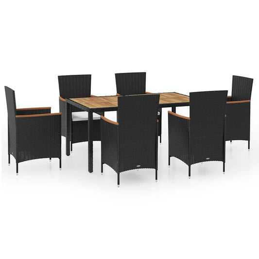 42913 vidaXL 7 Piece Outdoor Dining Set with Cushions Poly Rattan 42913 vidaXL 7 Piece Outdoor Dining Set with Cushions Poly Rattan