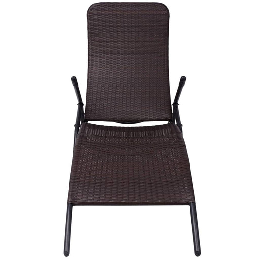 Folding Sun Lounger Poly Rattan Brown Folding Sun Lounger Poly Rattan Brown