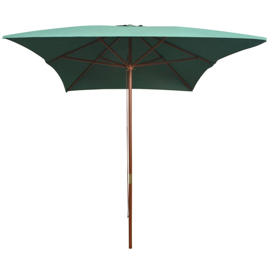 Garden Parasol 200x300 cm Wooden Pole Green Garden Parasol 200x300 cm Wooden Pole Green