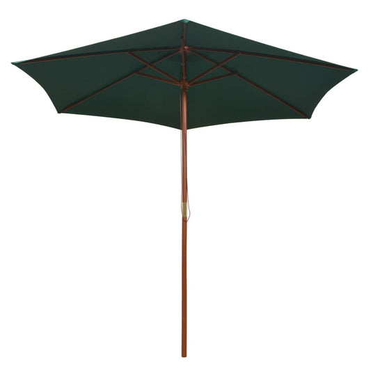 Garden Parasol 270x270 cm Wooden Pole Green Garden Parasol 270x270 cm Wooden Pole Green