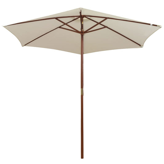 Garden Parasol 270x270 cm Wooden Pole Cream White Garden Parasol 270x270 cm Wooden Pole Cream White