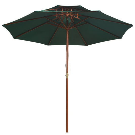 Double Decker Garden Parasol 270x270 cm Wooden Pole Green Double Decker Garden Parasol 270x270 cm Wooden Pole Green