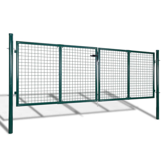 Fence Gate Steel 300x125 cm Green Fence Gate Steel 300x125 cm Green