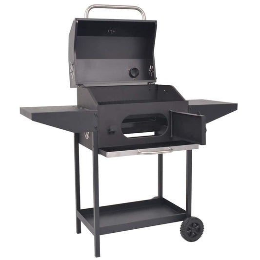 BBQ Charcoal Smoker with Bottom Shelf Black BBQ Charcoal Smoker with Bottom Shelf Black