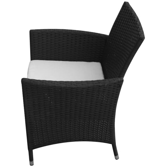 5 Piece Outdoor Dining Set with Cushions Poly Rattan Black 5 Piece Outdoor Dining Set with Cushions Poly Rattan Black
