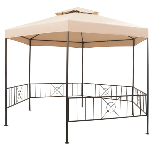 Garden Marquee Gazebo Pavilion Tent Hexagonal Beige 323x265 cm Garden Marquee Gazebo Pavilion Tent Hexagonal Beige 323x265 cm