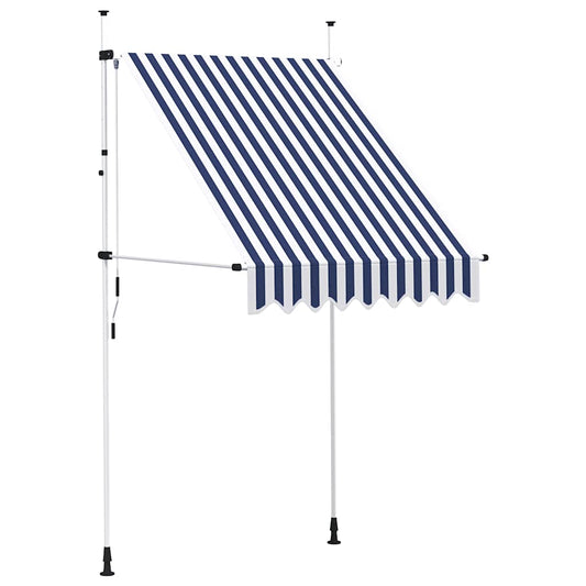Manual Retractable Awning 150 cm Blue and White Stripes Manual Retractable Awning 150 cm Blue and White Stripes
