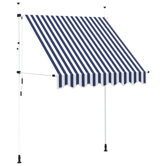 Manual Retractable Awning 200 cm Blue and White Stripes Manual Retractable Awning 200 cm Blue and White Stripes