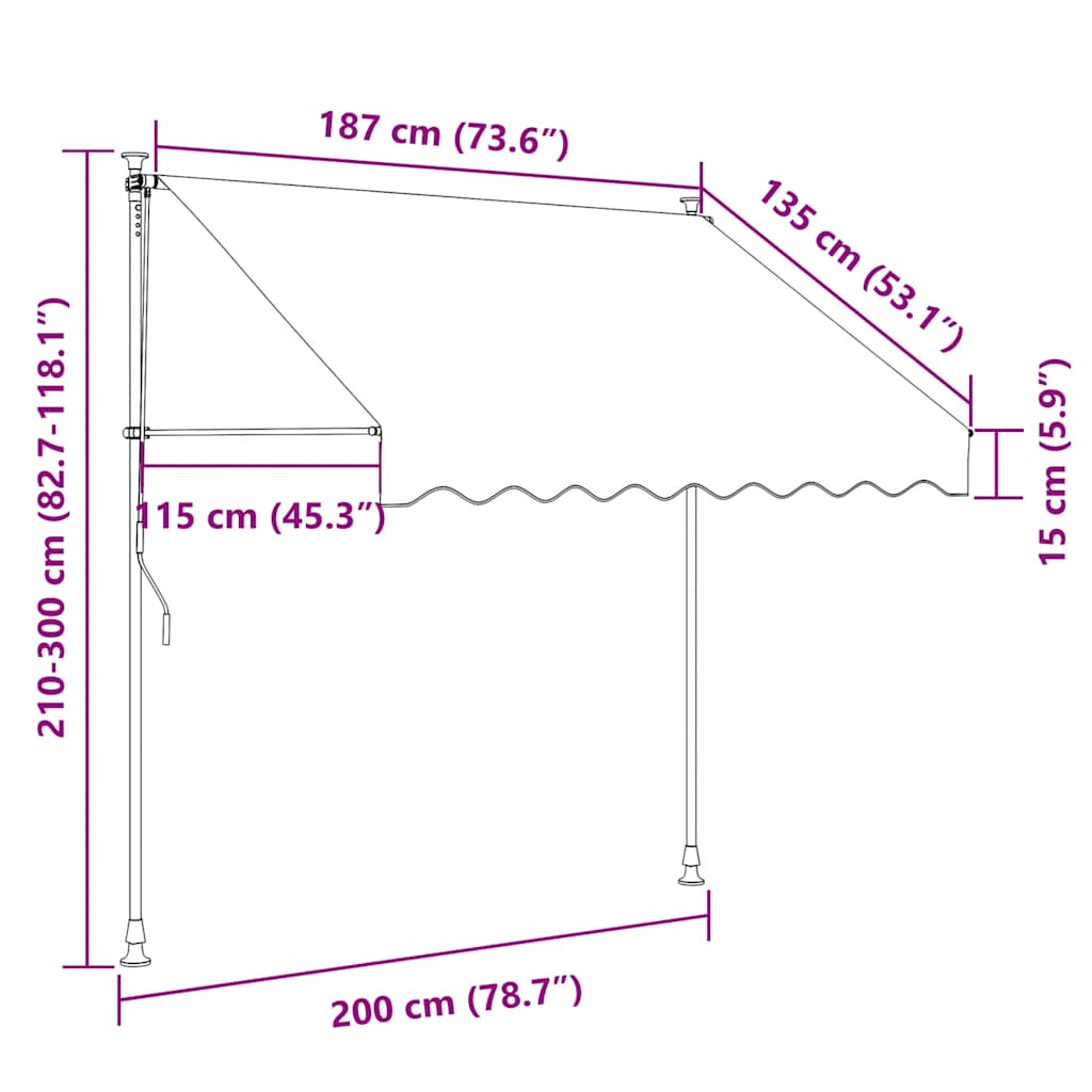 Manual Retractable Awning 200 cm Blue and White Stripes