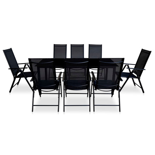 9 Piece Folding Outdoor Dining Set Aluminium Black 9 Piece Folding Outdoor Dining Set Aluminium Black