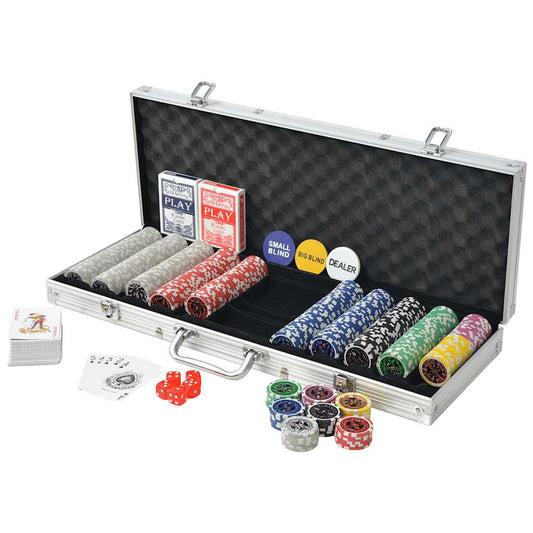 80184 vidaXL Poker Set with 500 Laser Chips Aluminium 80184 vidaXL Poker Set with 500 Laser Chips Aluminium