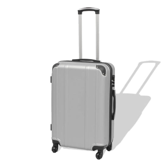 91196 vidaXL Four Piece Hardcase Trolley Set Silver 91196 vidaXL Four Piece Hardcase Trolley Set Silver