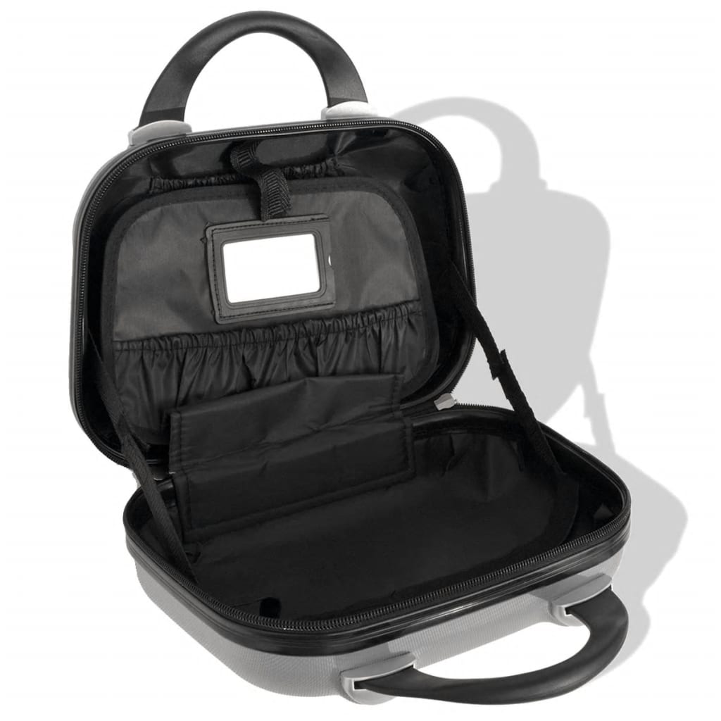 91196 vidaXL Four Piece Hardcase Trolley Set Silver