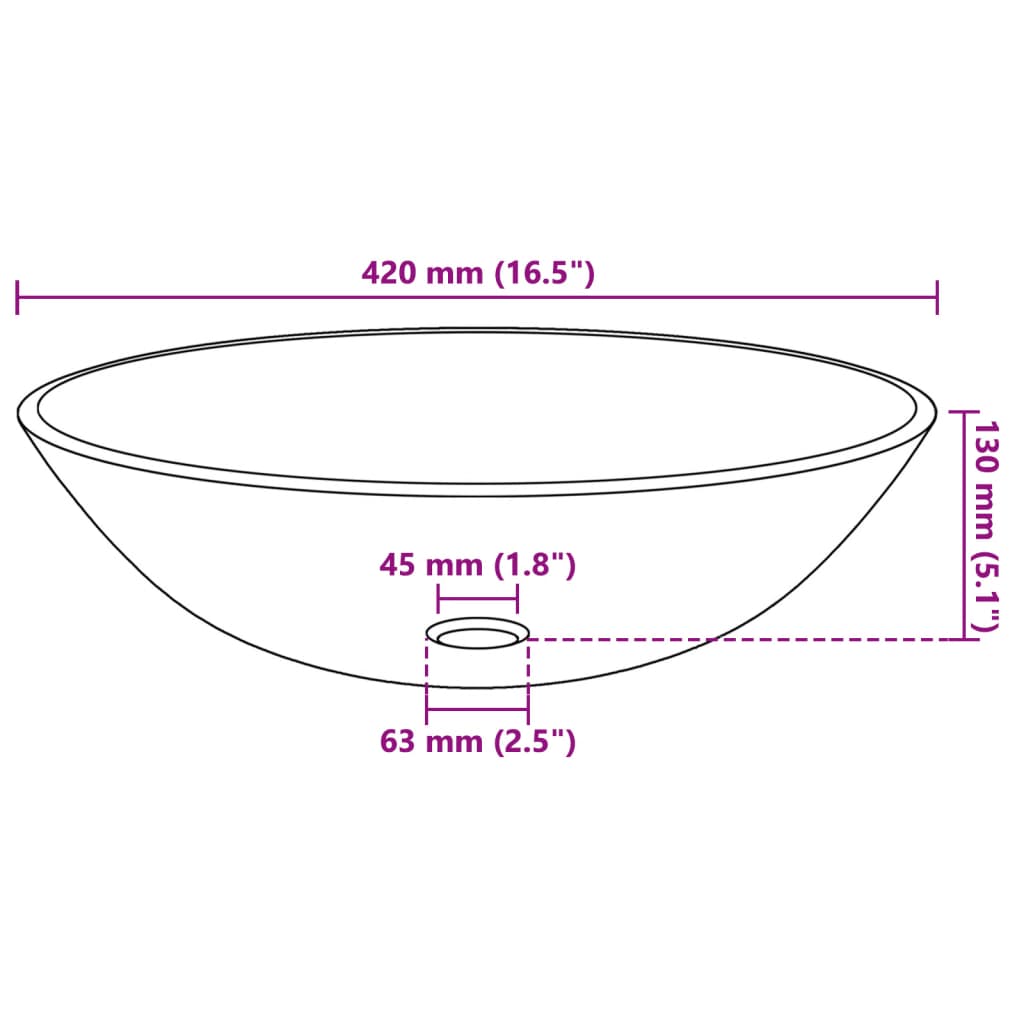 142231 vidaXL Basin Tempered Glass 42 cm Black