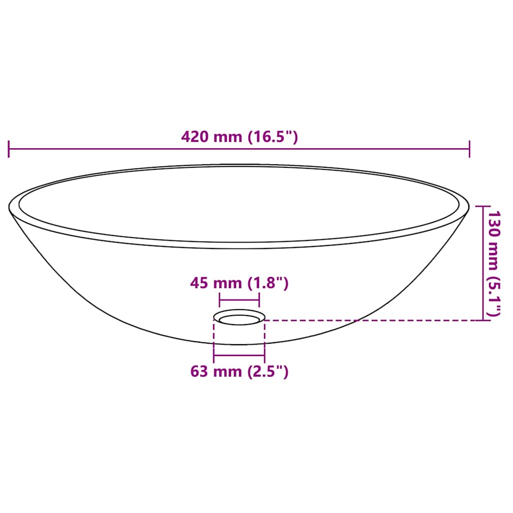 142232 vidaXL Basin Tempered Glass 42 cm Brown