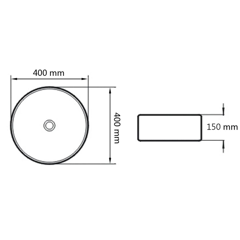 142340 vidaXL Basin Round Ceramic White 40x15 cm