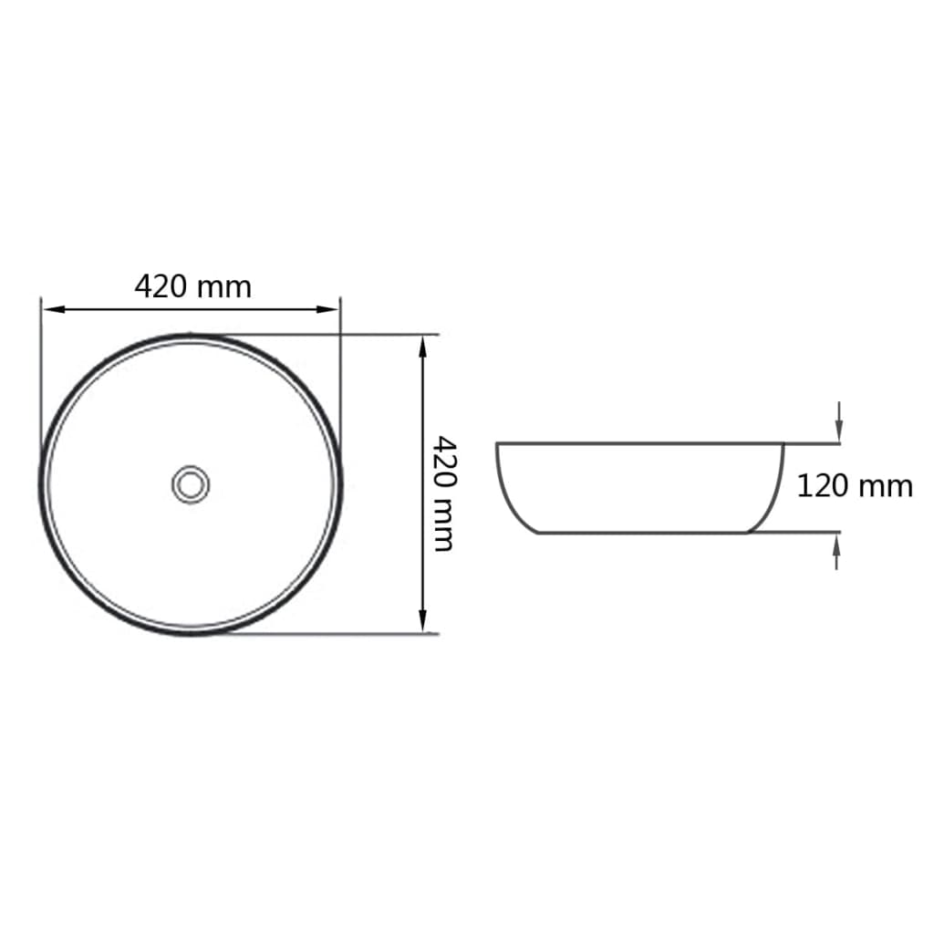 142341 vidaXL Basin Round Ceramic White 42x12 cm
