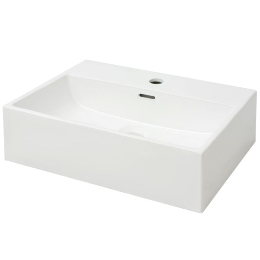 Basin with Faucet Hole Ceramic White 51.5x38.5x15 cm Basin with Faucet Hole Ceramic White 51.5x38.5x15 cm