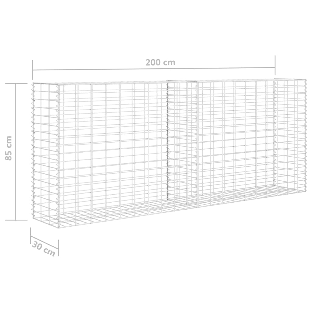 142359 vidaXL Gabion Basket Galvanised Steel 85x30x200 cm